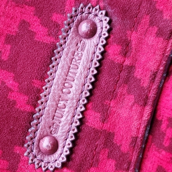 Juicy Couture Vintage Y2K Red Maroon Velvet Houndstooth Messenger Bag Purse - Picture 2 of 9